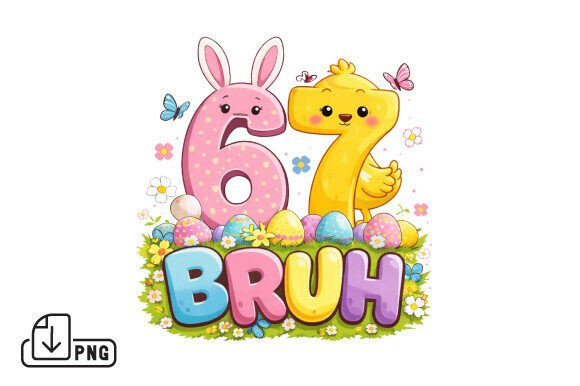 67 Bruh PNG: Funny Easter Bunny Design