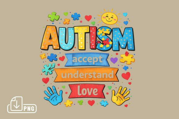 Autism Accept Understand Love PNG Tee Design