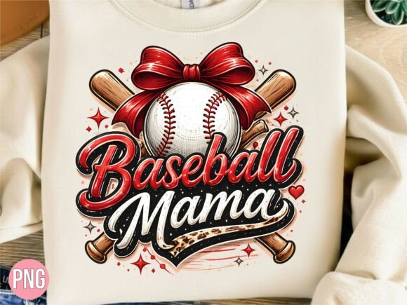 Baseball Mama Red Bow Shirt PNG Design