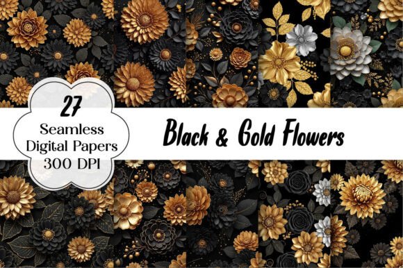Black Gold Flowers Seamless Papers: Elevating Design with Luxurious Floral Patterns
