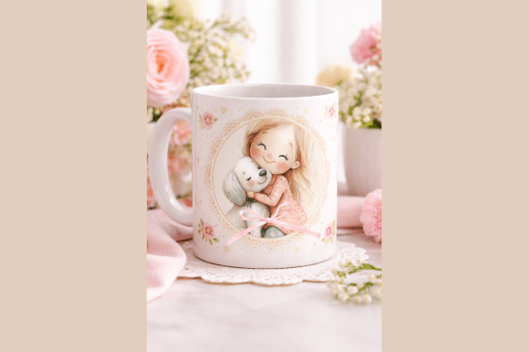 Cute Girl Hugging Puppy Design Guide