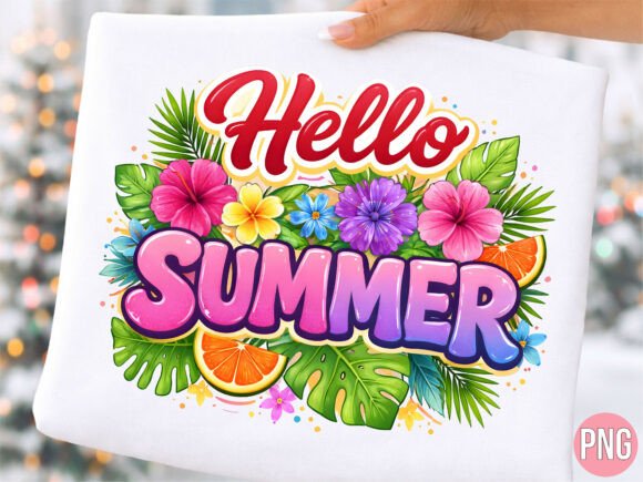 Hello Summer Tropical Flower Leaf PNG: Elevating Modern Digital Design