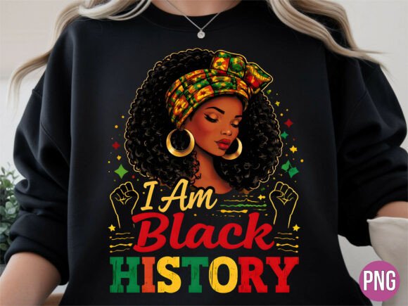 I Am Black History Woman Portrait PNG: A Creative Asset
