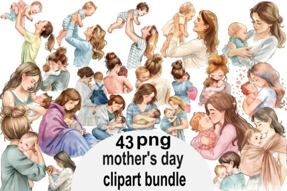 Mother’s Day Clipart Bundle Mom Baby: Capturing Love in Watercolor