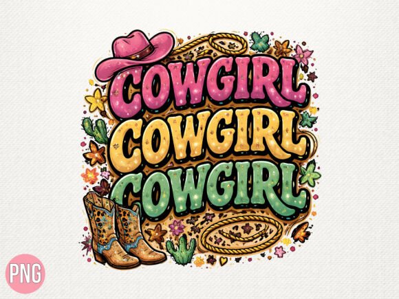 Retro Cowgirl Boots Western Shirt PNG Design