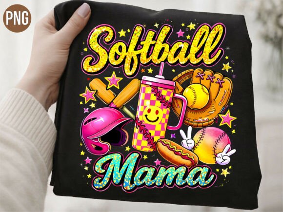 Softball Mama Colorful Sports Gear PNG: Elevating DIY and Print-on-Demand Designs
