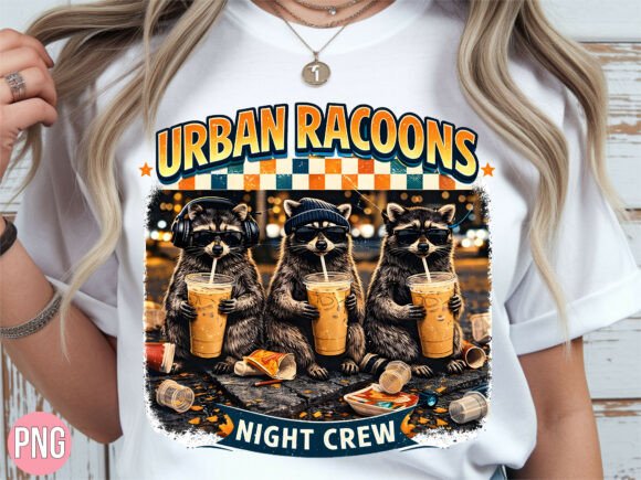 Strategic Branding with Urban Raccoons Night Crew Funny Art PNG