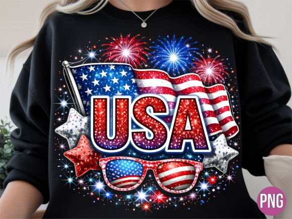 USA Flag Patriotic Sunglasses Stars PNG: Elevating Digital Designs with High-Resolution American Iconography